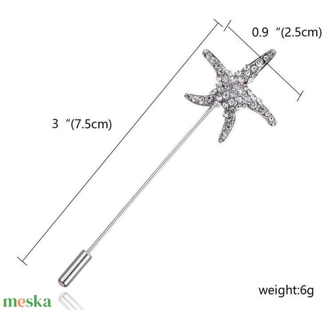 Hajtókatű, kitűző HAT07 - Strasszköves tengeri csillag 25x75mm - ékszer - kitűző és bross - kitűző - Meska.hu