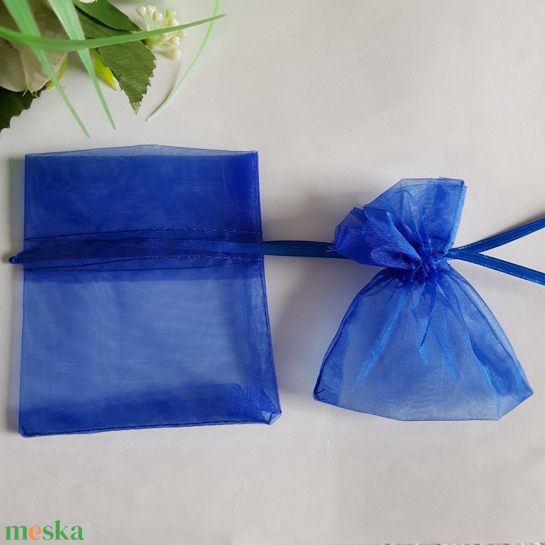 Kék színű organza dísztasak, ajándék tasak  kb. 8x9-10cm - esküvő - emlék & ajándék - köszönőajándék - Meska.hu