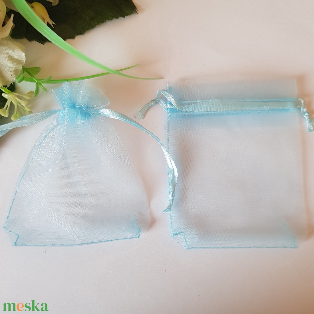 Világoskék organza dísztasak, ajándék tasak  kb. 7x9cm - esküvő - emlék & ajándék - köszönőajándék - Meska.hu