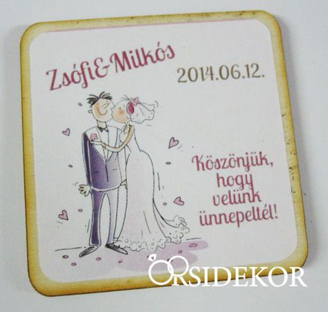 Köszönetajándék esküvői fényképes hűtőmágnes, 5x5cm - esküvő - emlék & ajándék - köszönőajándék - Meska.hu