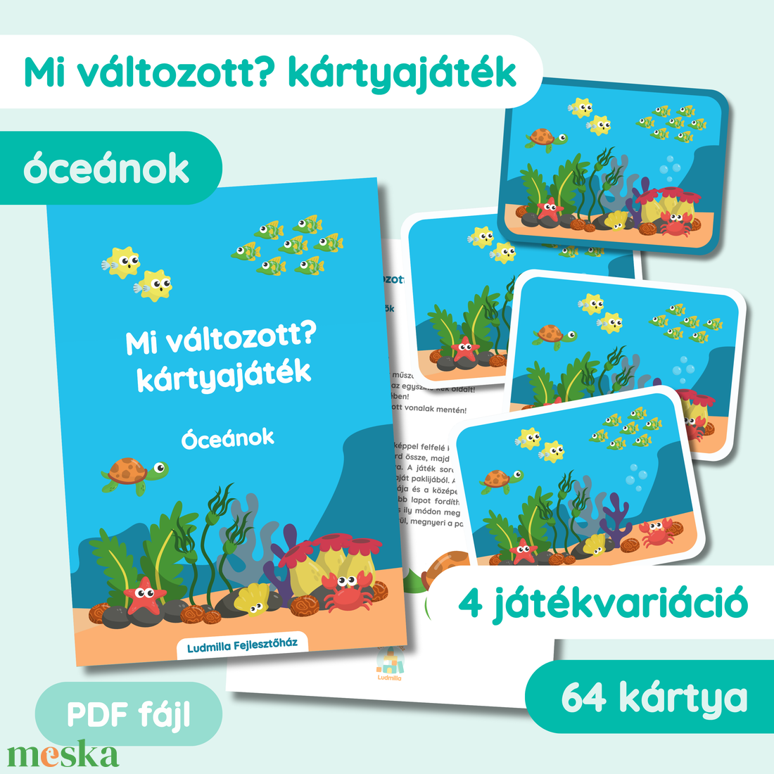 Mi változott? kártyajáték - Óceánok - játék & sport - készségfejlesztő és logikai játék - oktató játékok - Meska.hu