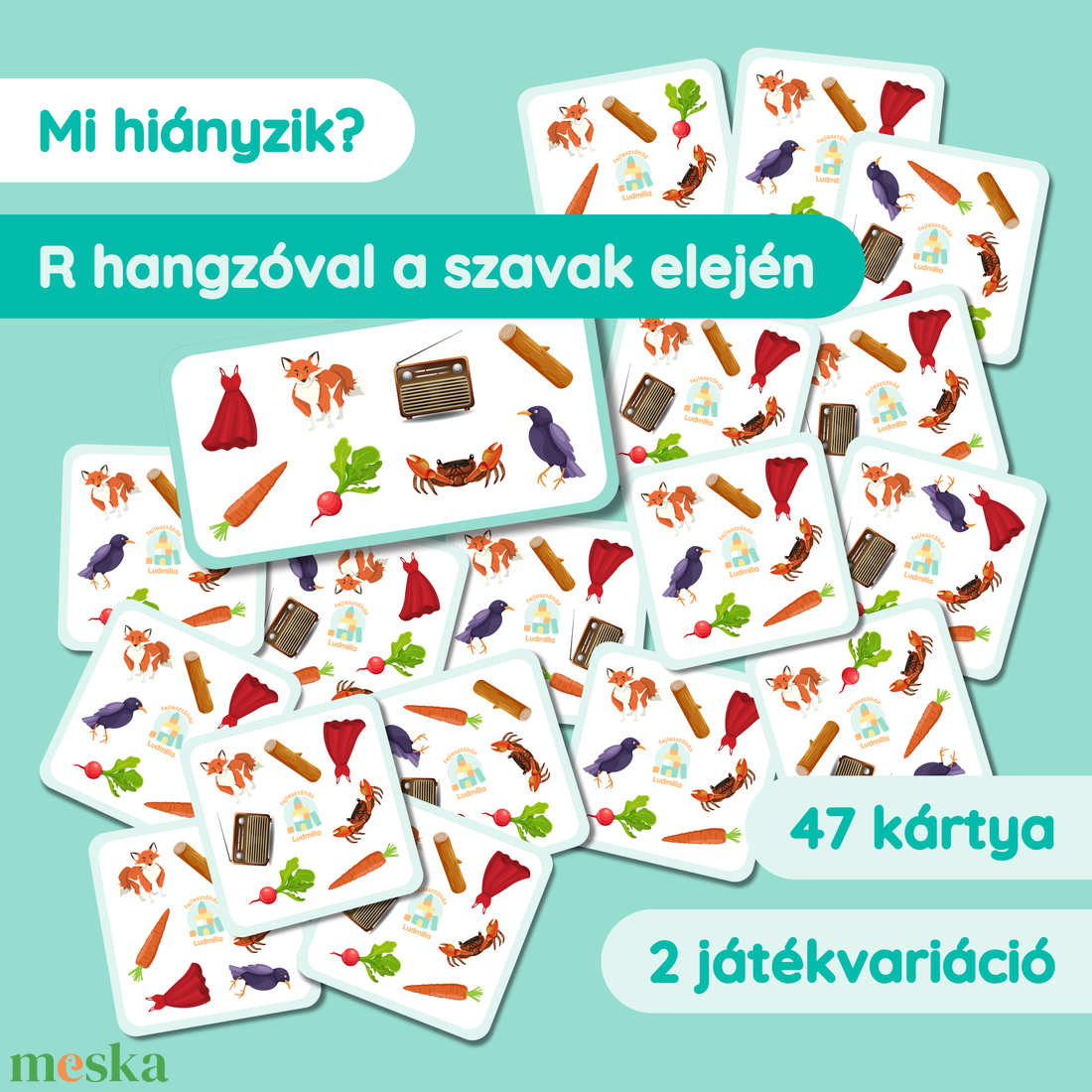 Mi hiányzik? kártyajáték R hangzóval a szavak elején - játék & sport - készségfejlesztő és logikai játék - oktató játékok - Meska.hu