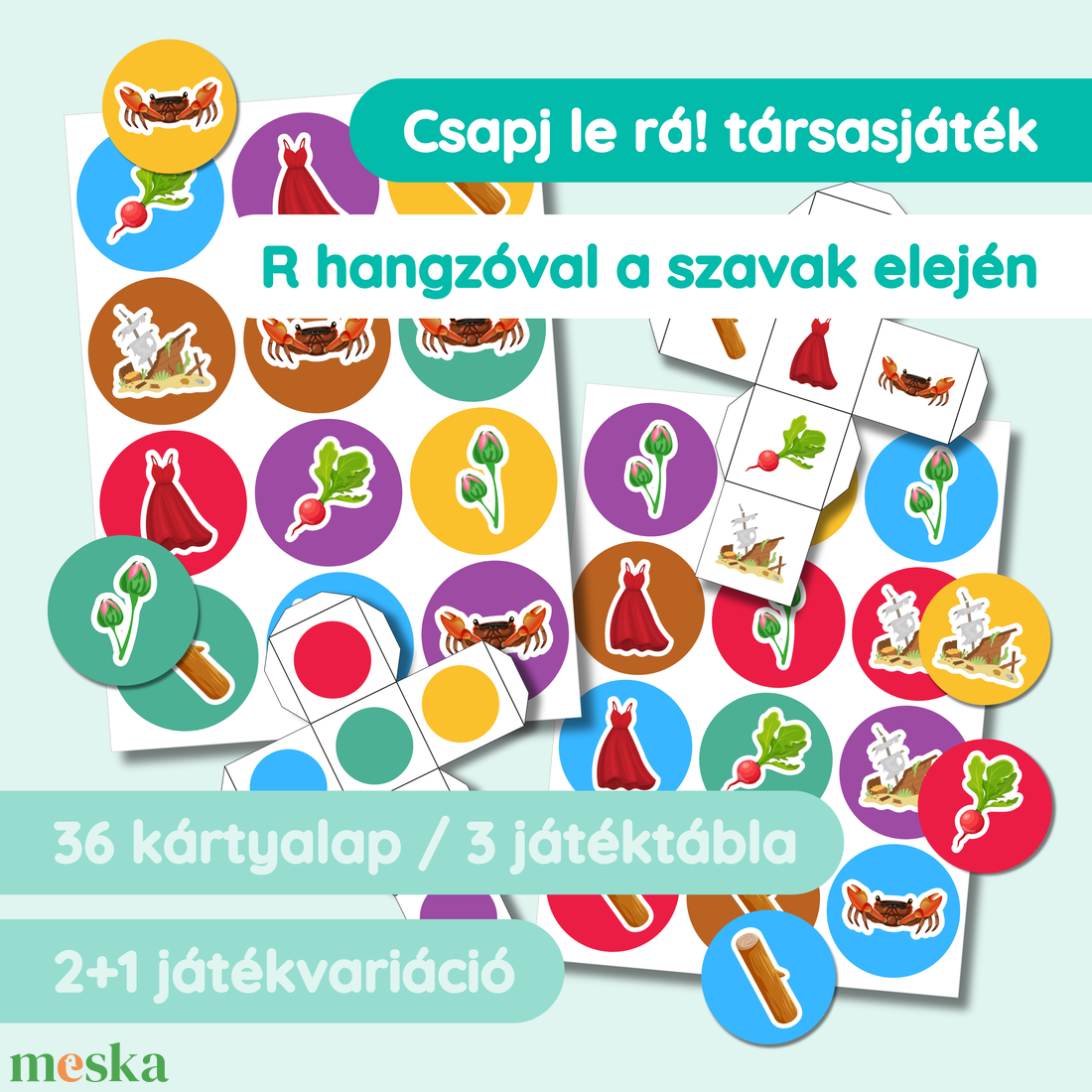 Csapj le rá! R hangzóval a szavak elején - játék & sport - készségfejlesztő és logikai játék - oktató játékok - Meska.hu