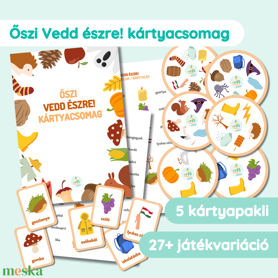 Őszi Vedd észre! kártyacsomag - játék & sport - készségfejlesztő és logikai játék - oktató játékok - Meska.hu