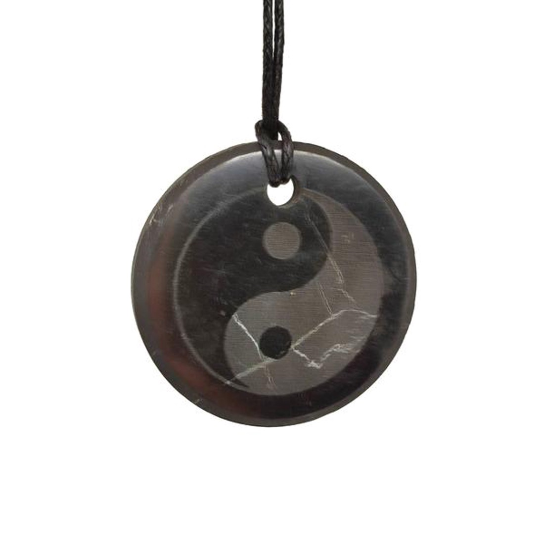 Shungit medál gravírozott yin yang 30mm - ékszer - nyaklánc - medál - Meska.hu