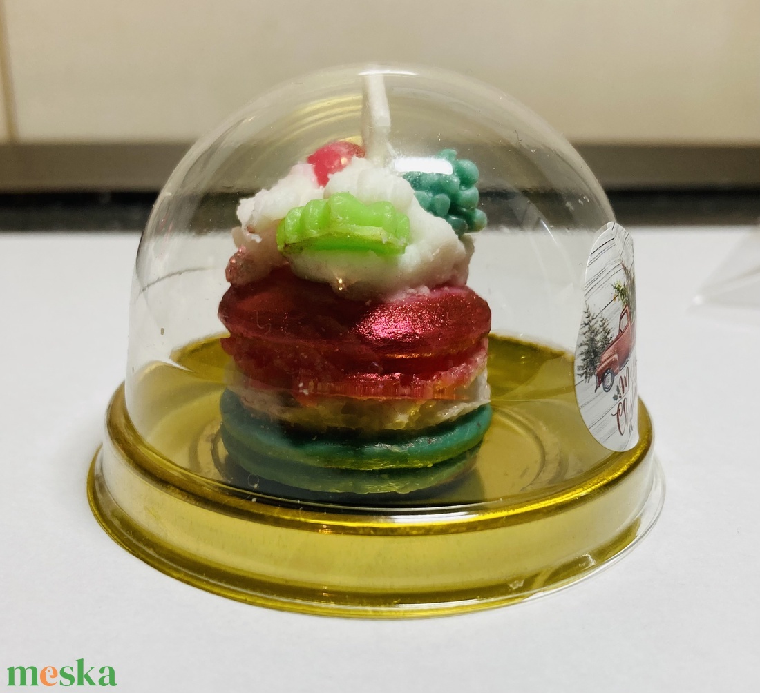 Díszített karácsonyi illatos macaron szójaviasz gyertya dobozban - karácsony - karácsonyi lakásdekoráció - karácsonyi illatgyertya, mécses - Meska.hu