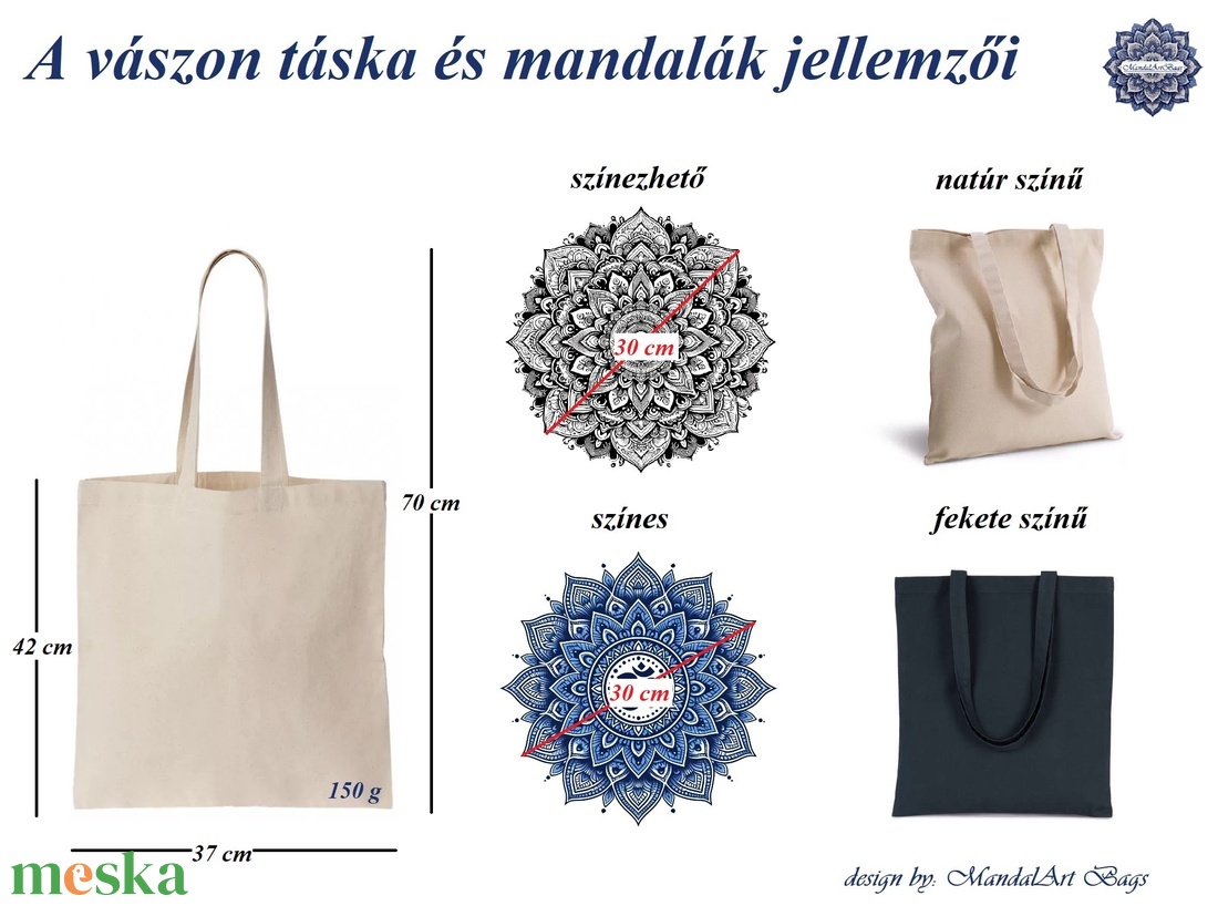 Béke Mandala V001 - 24MABCA_0001 - táska & tok - bevásárlás & shopper táska - shopper, textiltáska, szatyor - Meska.hu