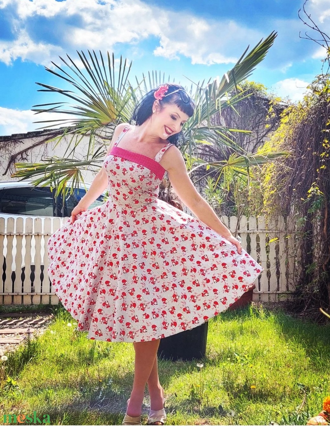 Rockabilly, pinup ruha róka mintás  - ruha & divat - női ruha - ruha - Meska.hu