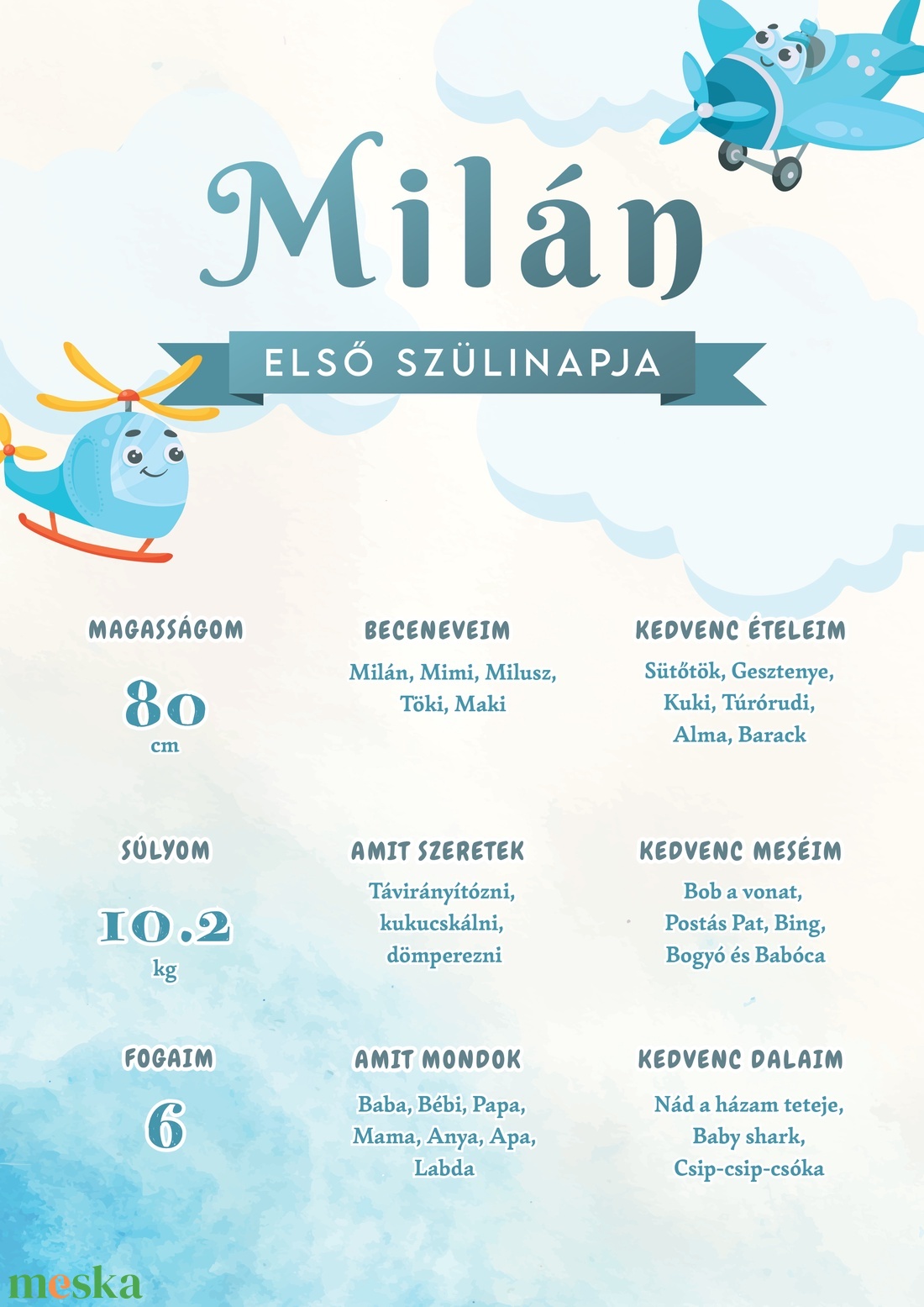 Első születésnapom - Fiús baba poszter - Milán - művészet - grafika & illusztráció - digitális - Meska.hu