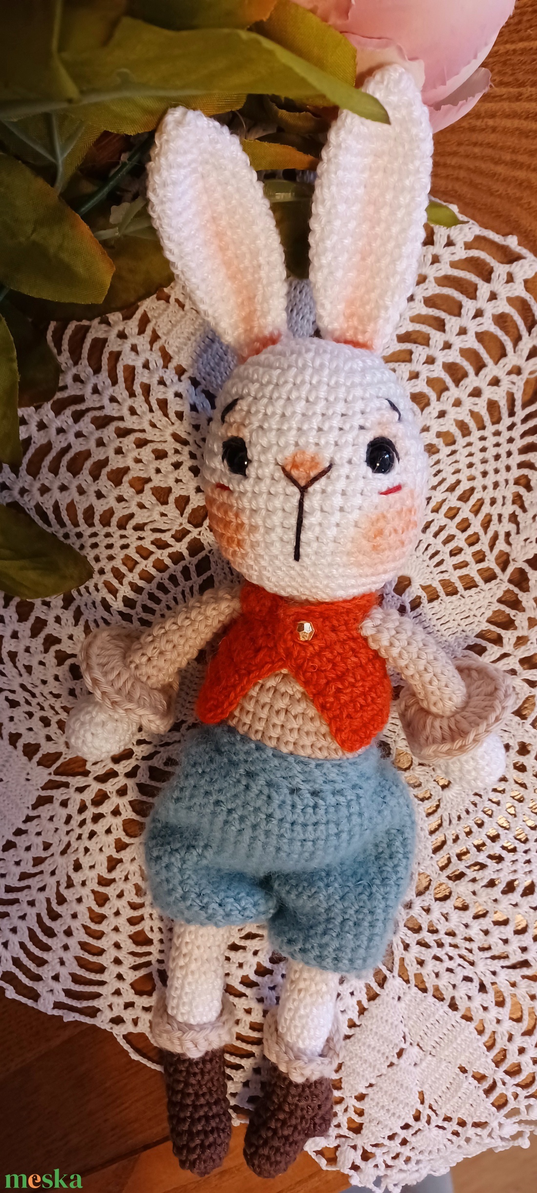 Vintage amigurumi nyuszi húsvéti dekoráció - játék & sport - plüssállat & játékfigura - nyuszi - Meska.hu