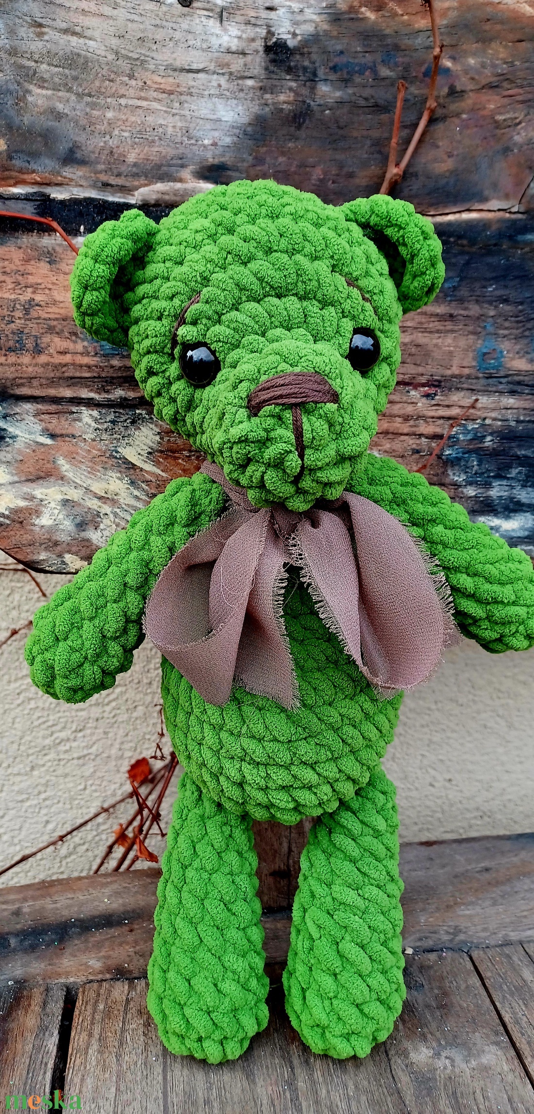 Zöld amigurumi mackó - játék & sport - plüssállat & játékfigura - maci - Meska.hu