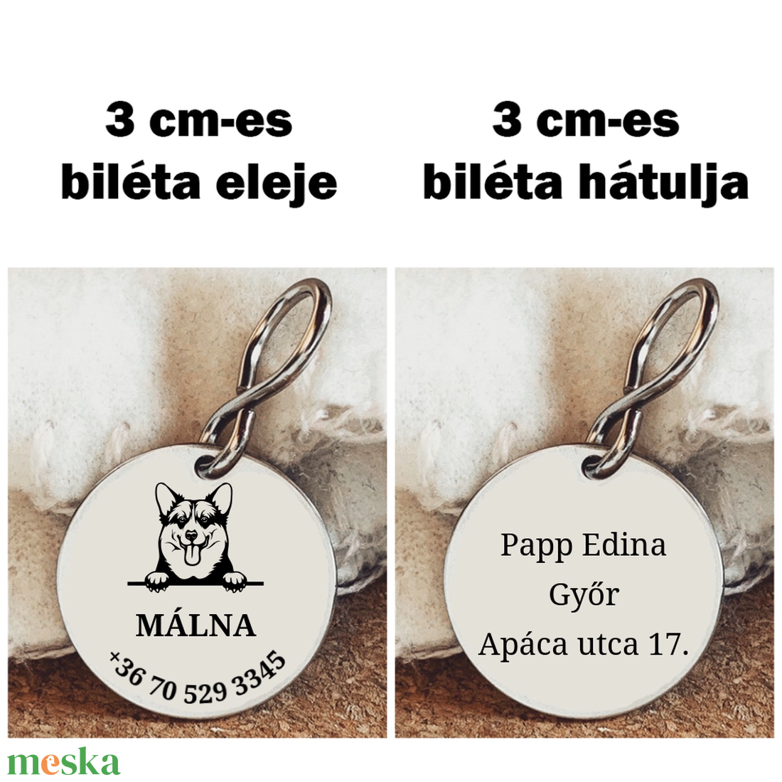 Egyedi biléta Corgi kutyának - otthon & életmód - kisállatoknak - kutyáknak - kutya biléta - Meska.hu