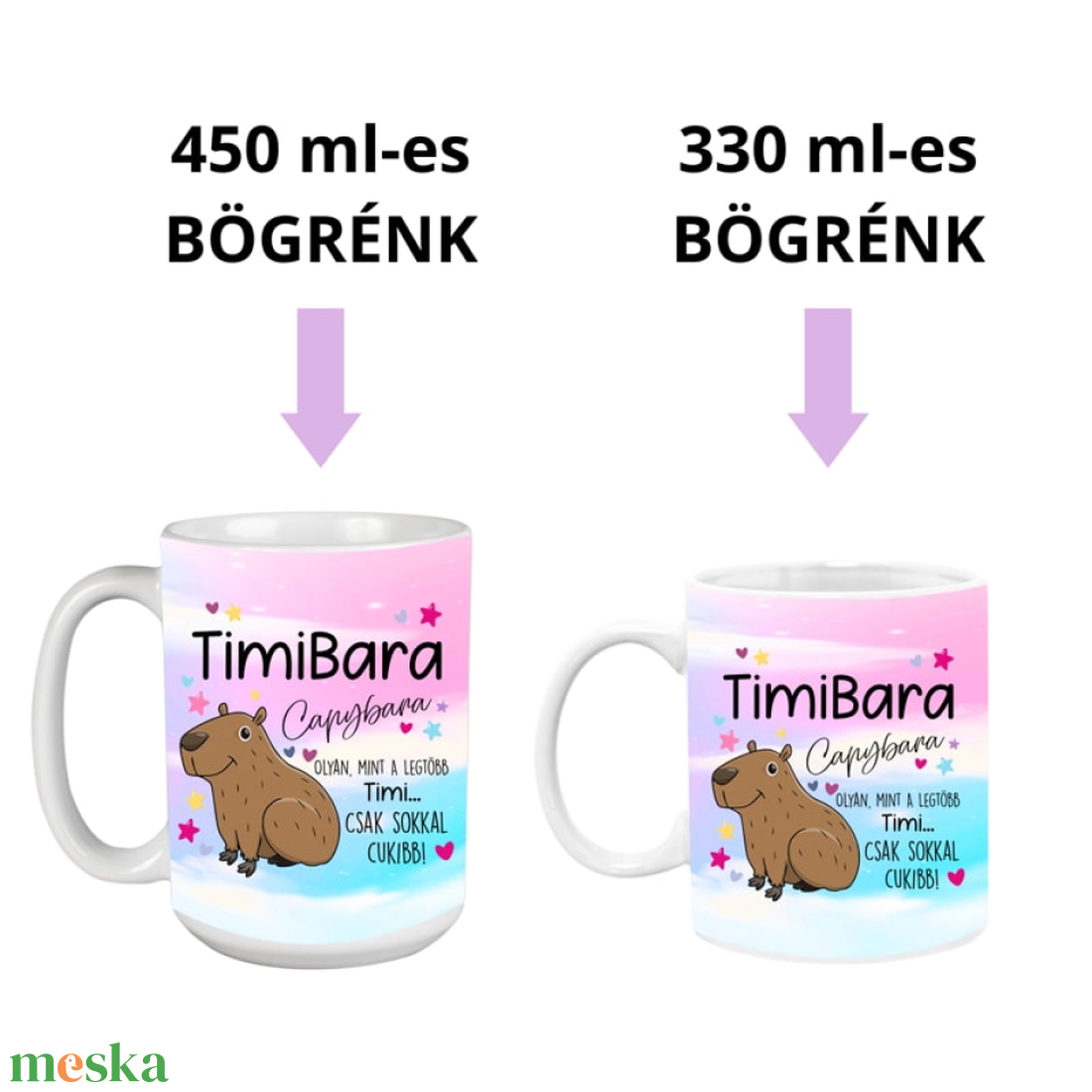 Cuki, színes capybara bögre  saját névvel - otthon & lakás - konyhafelszerelés, tálalás - tálalás - bögre & csésze - Meska.hu