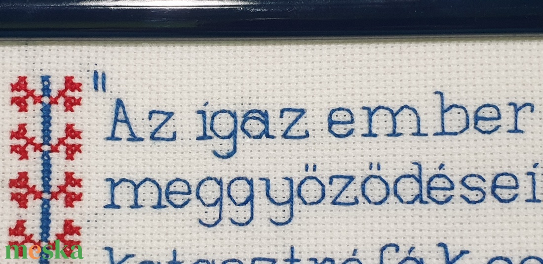 Jókai Mór idézete - kés és piros hímzett kép - otthon & életmód - dekoráció - fali és függő dekoráció - falra akasztható dekor - Meska.hu