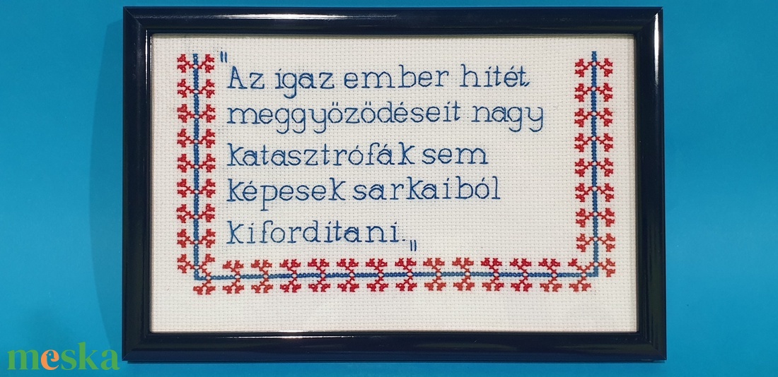 Jókai Mór idézete - kés és piros hímzett kép - otthon & életmód - dekoráció - fali és függő dekoráció - falra akasztható dekor - Meska.hu