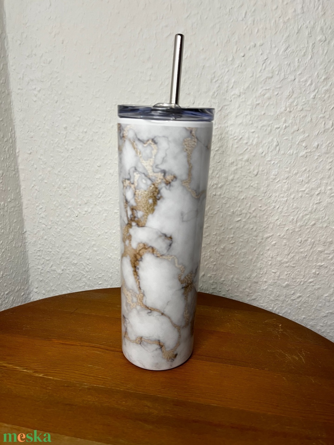 Skinny tumbler - szürke márvány 600 ml - művészet - más művészeti ág - Meska.hu