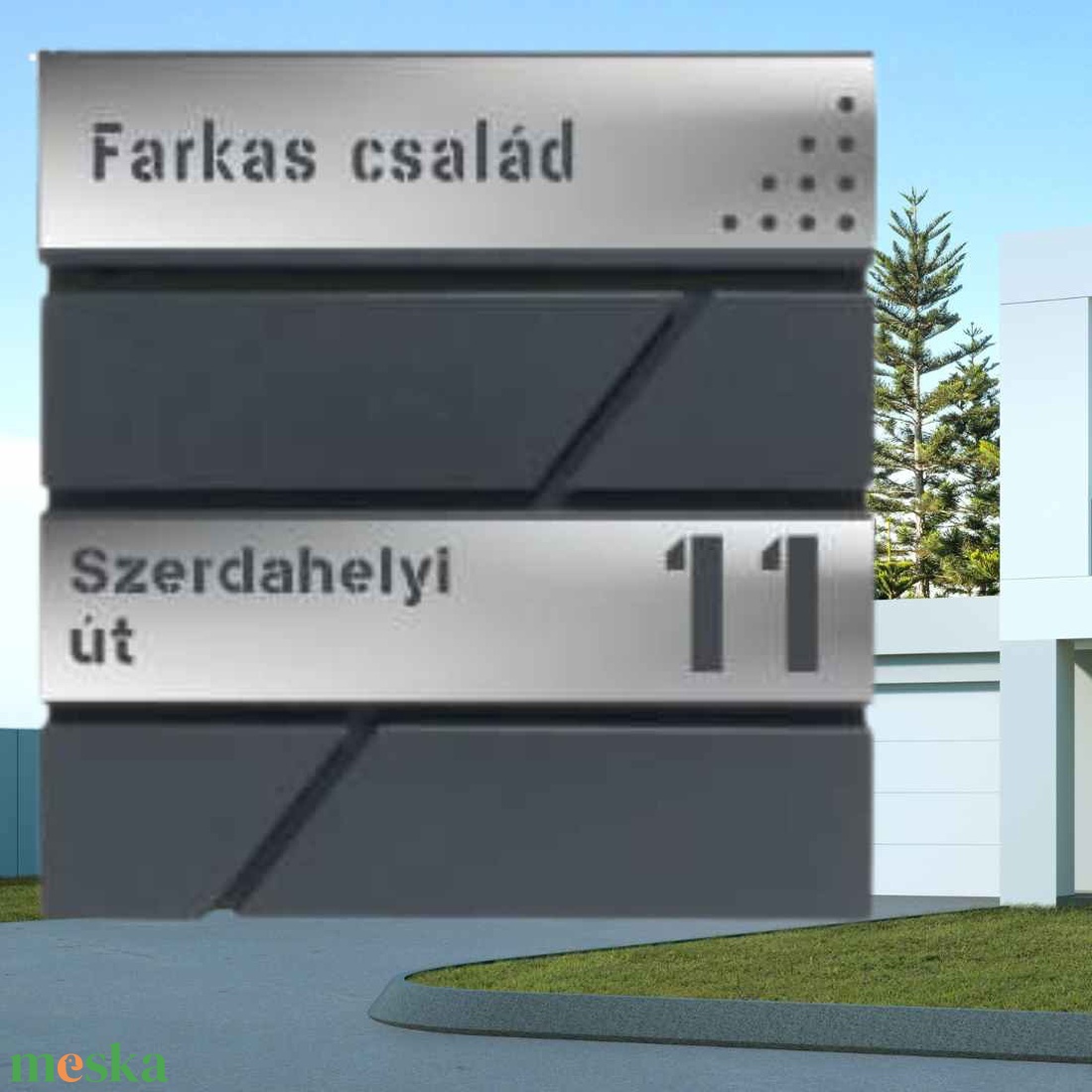 Modern feliratos postaláda  névtáblával-utcanévvel-házszámmal /pöttyökkel - otthon & életmód - ház & kert - postaláda - Meska.hu