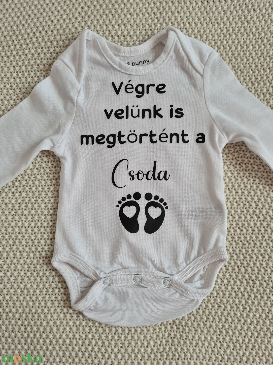 Baba bejelentő body (Végre velünk is megtörtént a csoda) - ruha & divat - babaruha & gyerekruha - body - Meska.hu