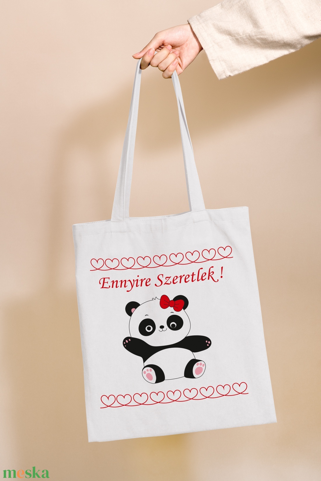 Ennyire Szeretlek pandalány női vászontáska - táska & tok - bevásárlás & shopper táska - shopper, textiltáska, szatyor - Meska.hu