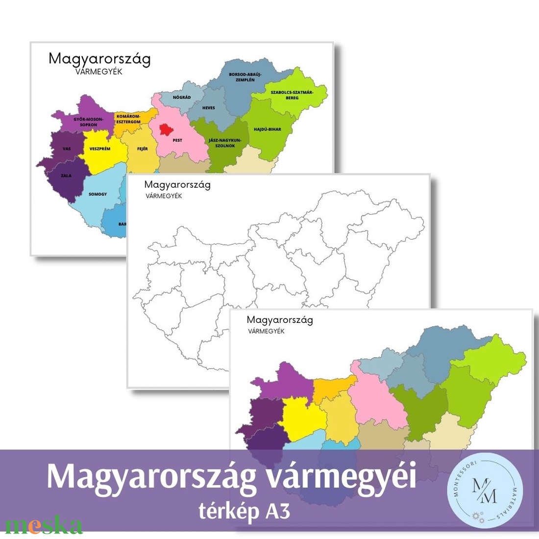 Magyarország vármegyéi térkép - A3 plakát - művészet - grafika & illusztráció - digitális - Meska.hu