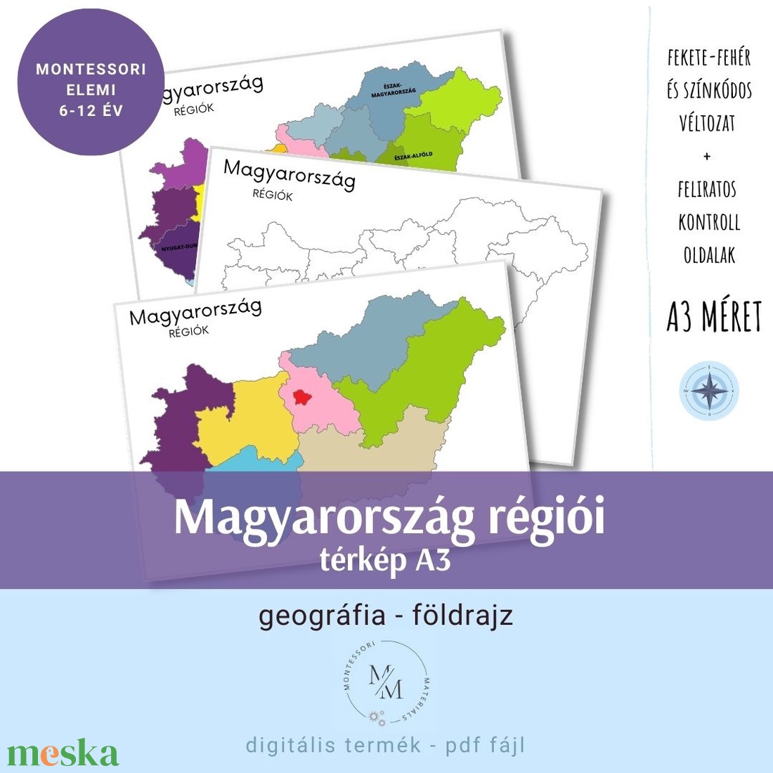 Magyarország régiói térkép többféle - A4 plakátok+ térkép zászlók/címkék a vármegyék neveivel vagy A3 plakátok - játék & sport - készségfejlesztő és logikai játék - oktató játékok - Meska.hu