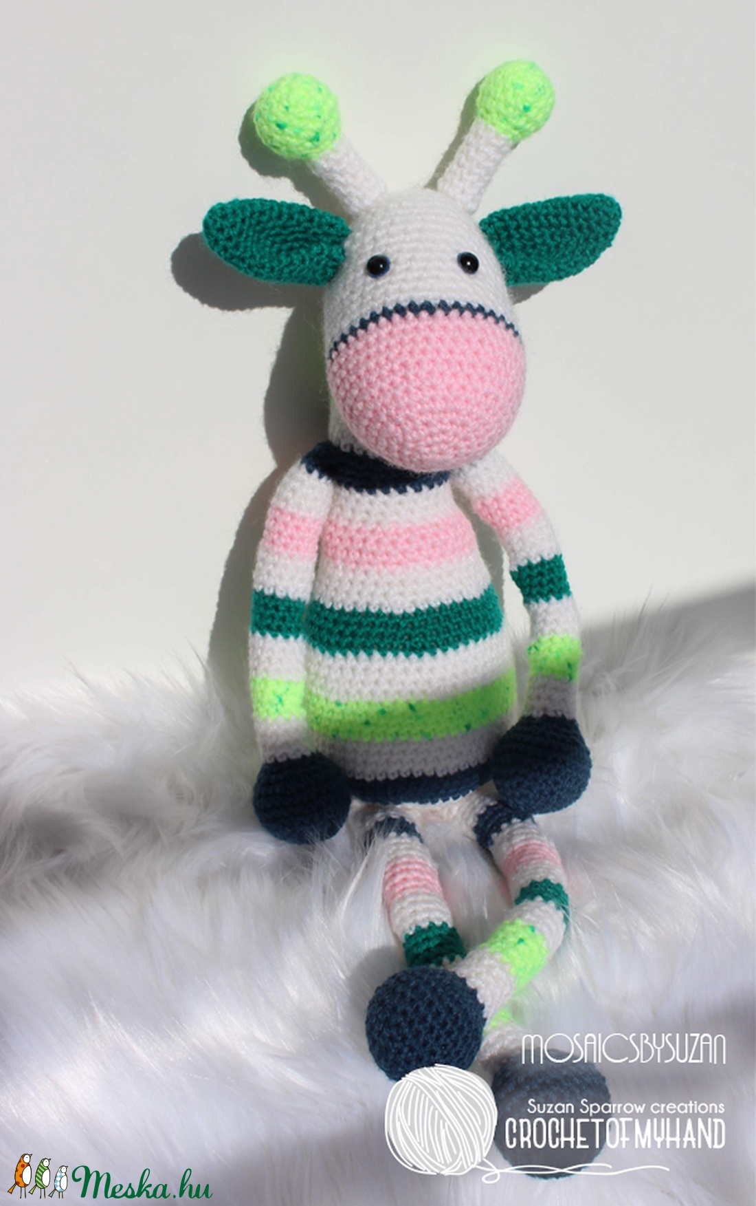 Horgolt zsiráf amigurumi - Rose - játék & sport - plüssállat & játékfigura - zsiráf - Meska.hu