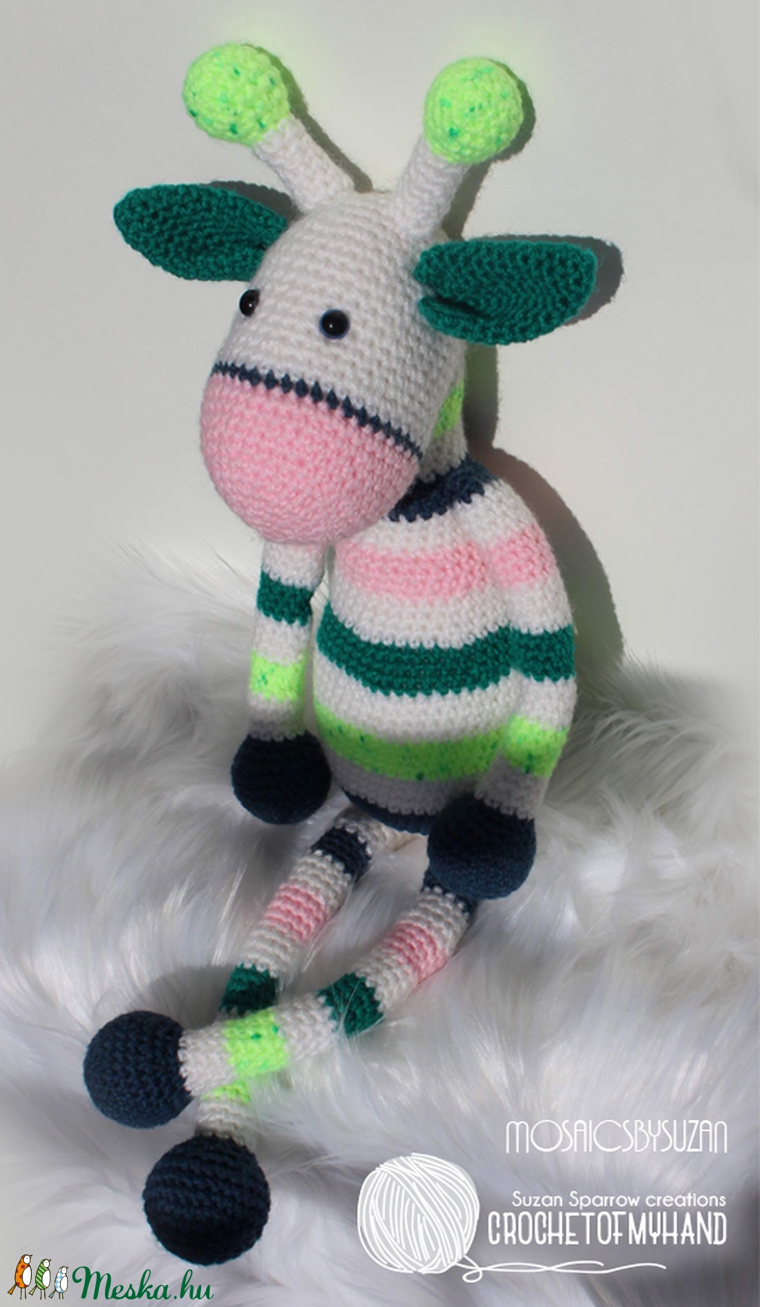 Horgolt zsiráf amigurumi - Rose - játék & sport - plüssállat & játékfigura - zsiráf - Meska.hu