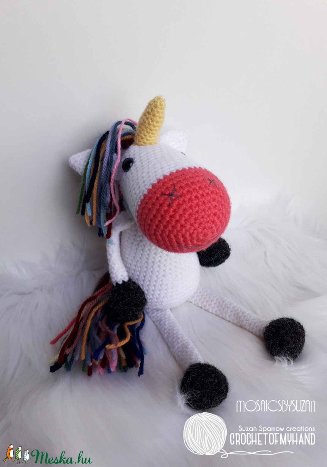 Horgolt unikornis amigurumi - Málna - játék & sport - plüssállat & játékfigura - unikornis - Meska.hu