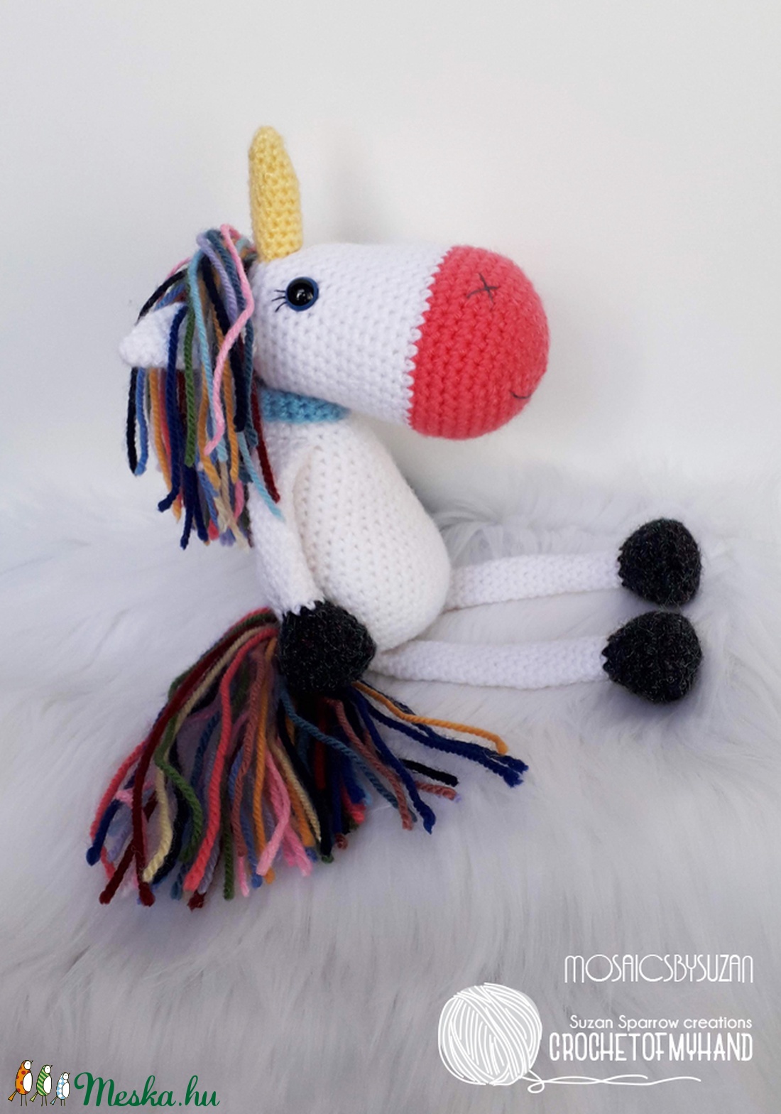 Horgolt unikornis amigurumi - Málna - játék & sport - plüssállat & játékfigura - unikornis - Meska.hu