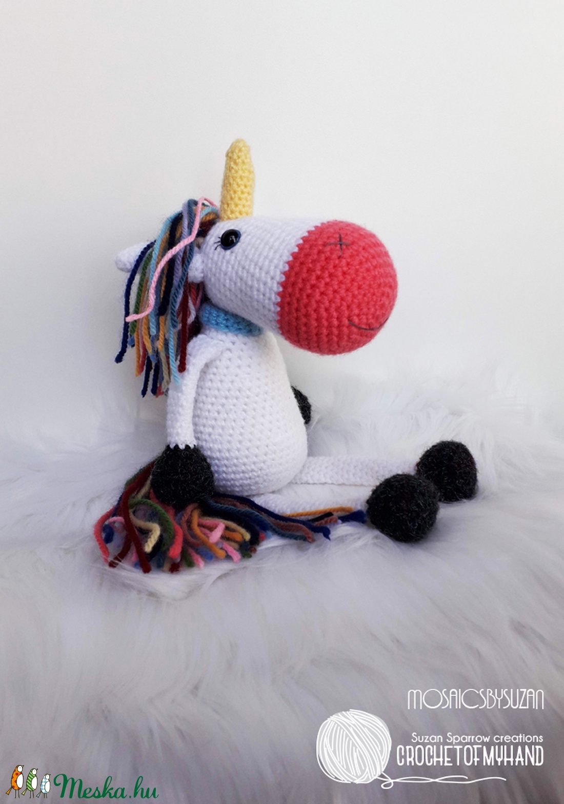 Horgolt unikornis amigurumi - Málna - játék & sport - plüssállat & játékfigura - unikornis - Meska.hu