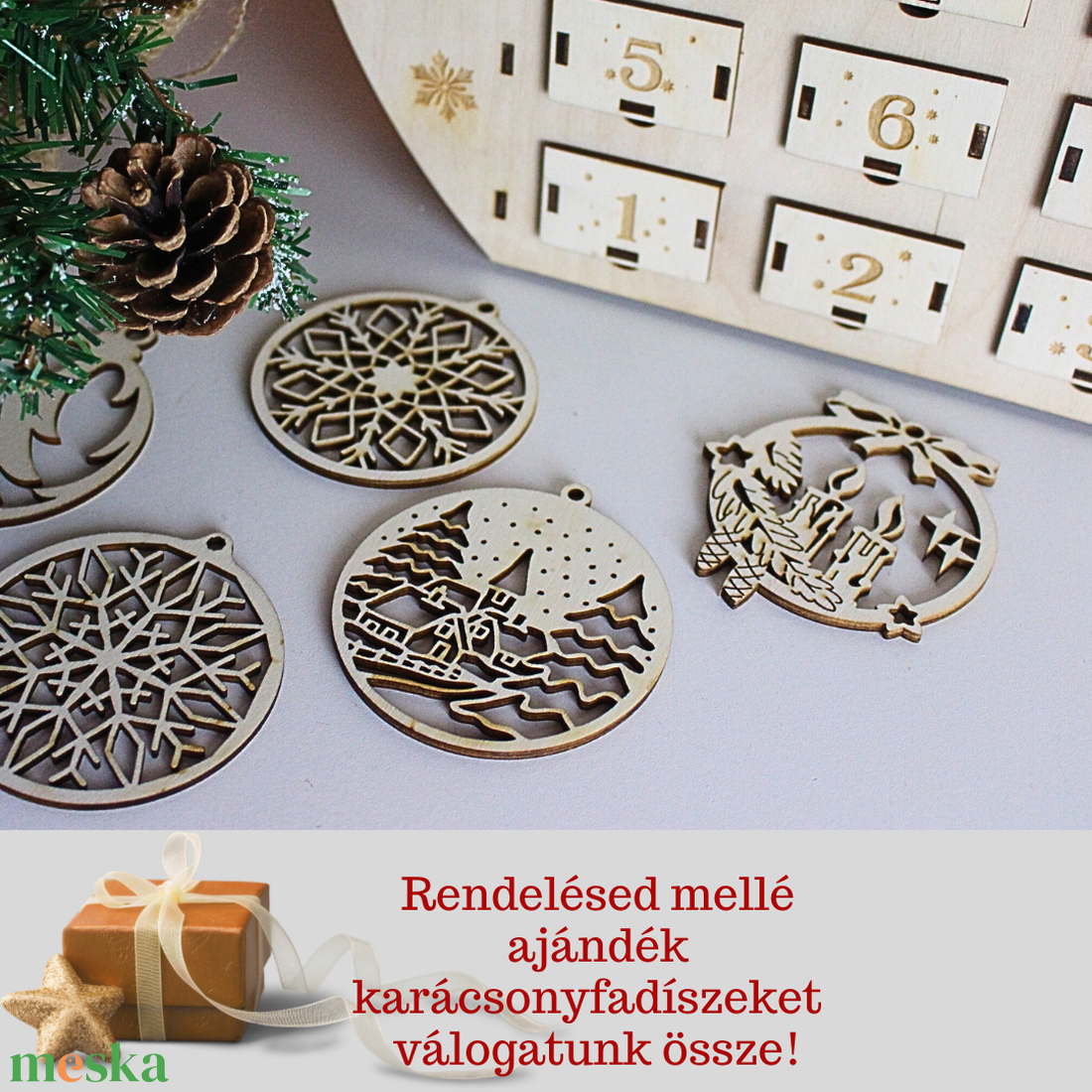 Adventi kalendárium, ajándék karácsonyfa díszekkel! - karácsony - adventi díszek - adventi naptár - Meska.hu