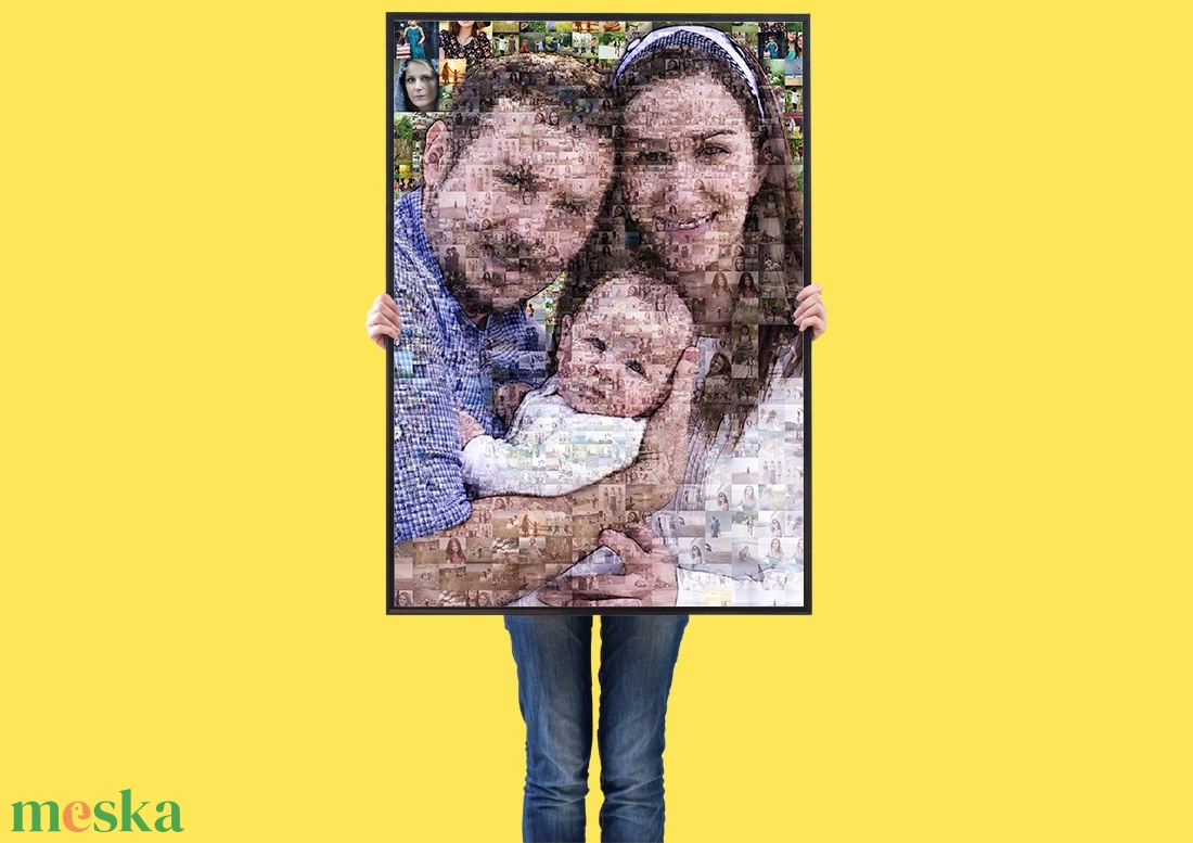 Fotómozaik mozaikfotó mozaikkép fotó fényképes kollázs, családról családi fotó family portrait portré szülinapra esküvő - otthon & életmód - dekoráció - kép & falikép - mozaik kép - Meska.hu