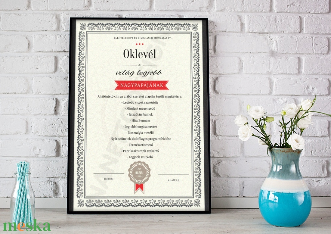 Legjobb Anya, anyáknapja Legjobb Anyu, Édesanya, Mama oklevél, certification, legjobb, kitüntetés Szülinapi poszter -  - Meska.hu