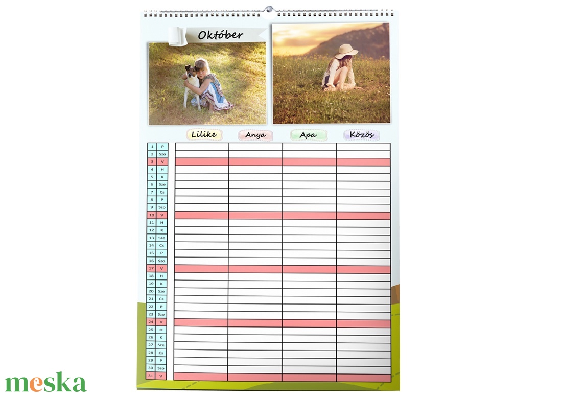 2025-ös Családi rendező fényképes falinaptár, karácsonyi ajándék, ajándékkisérő, képeslap - otthon & életmód - dekoráció - fali és függő dekoráció - falinaptár & öröknaptár - Meska.hu