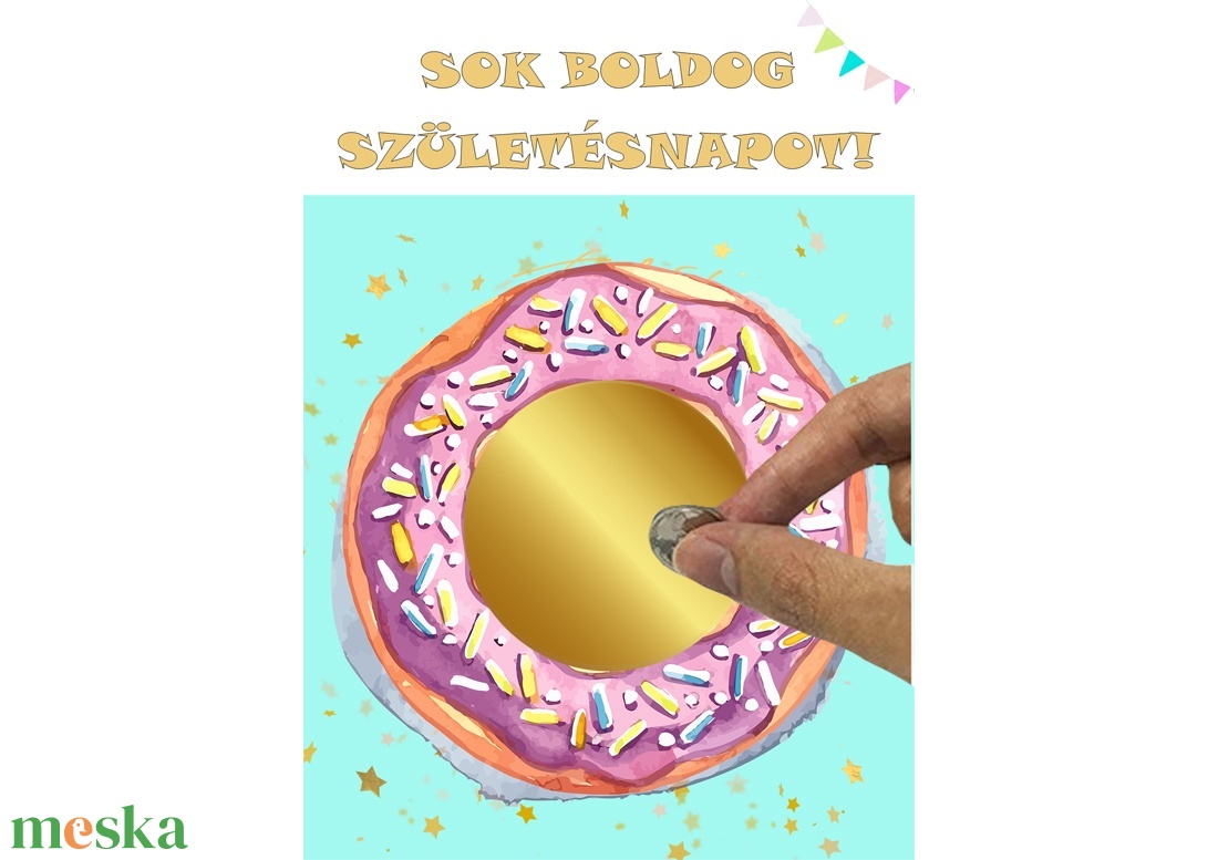 Kaparós sorsjegy egyedi felirat születésnap, évforduló, vicces ajándék Fánk - otthon & életmód - papír írószer - képeslap & levélpapír - Meska.hu