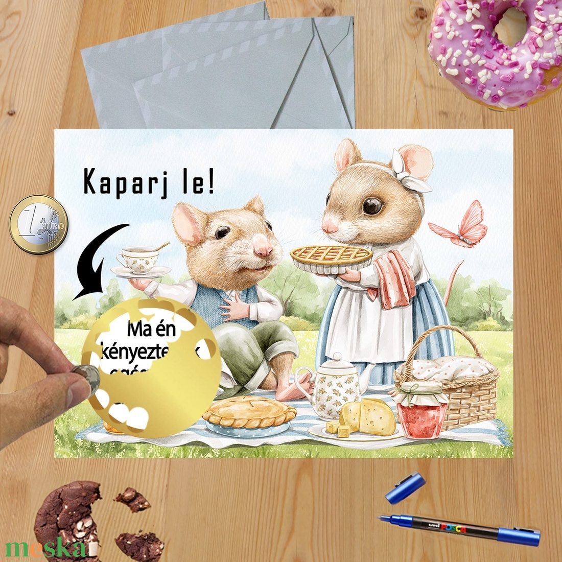 Kaparós sorsjegy egyedi felirat Születésnapi torta - otthon & életmód - papír írószer - képeslap & levélpapír - Meska.hu