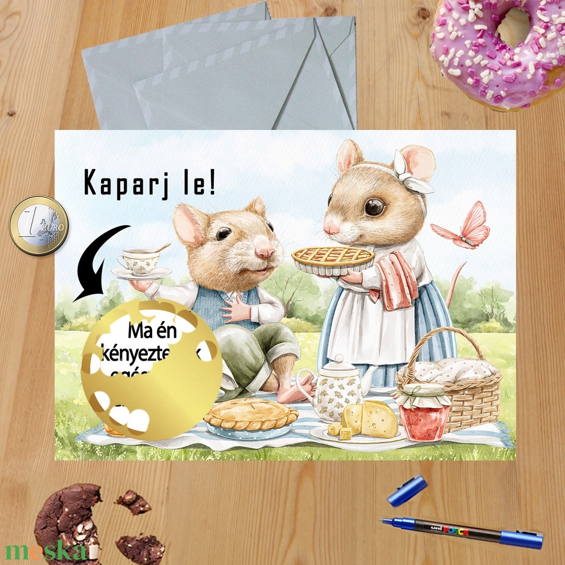 Kaparós sorsjegy egyedi felirat Születésnapi torta - otthon & életmód - papír írószer - képeslap & levélpapír - Meska.hu