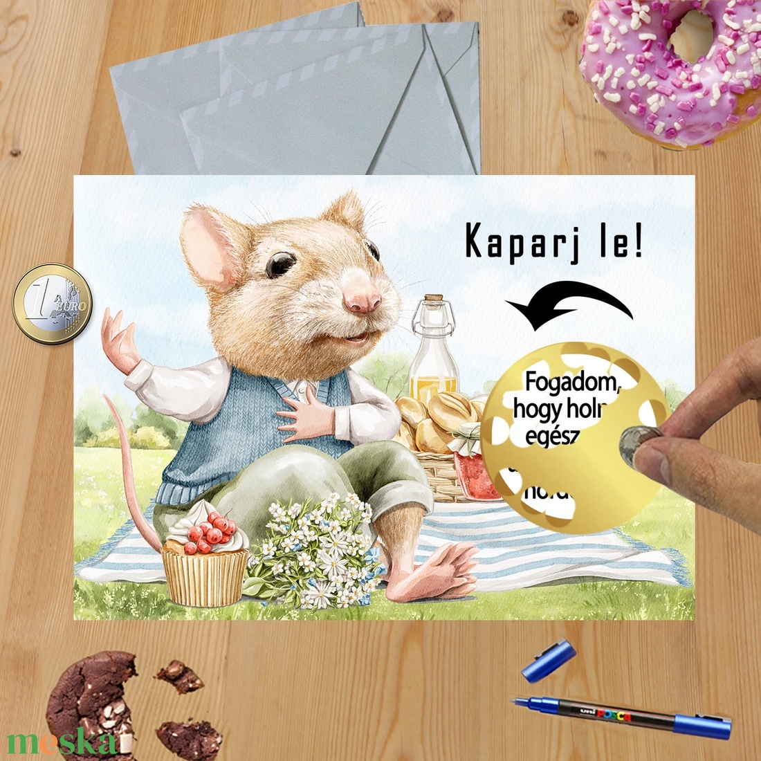 Kaparós sorsjegy egyedi felirat Születésnapi torta - otthon & életmód - papír írószer - képeslap & levélpapír - Meska.hu