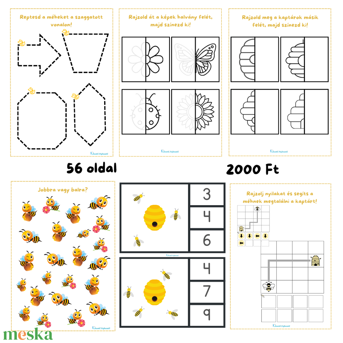 Méhecskés foglalkoztató - játék & sport - készségfejlesztő és logikai játék - logikai játékok - Meska.hu