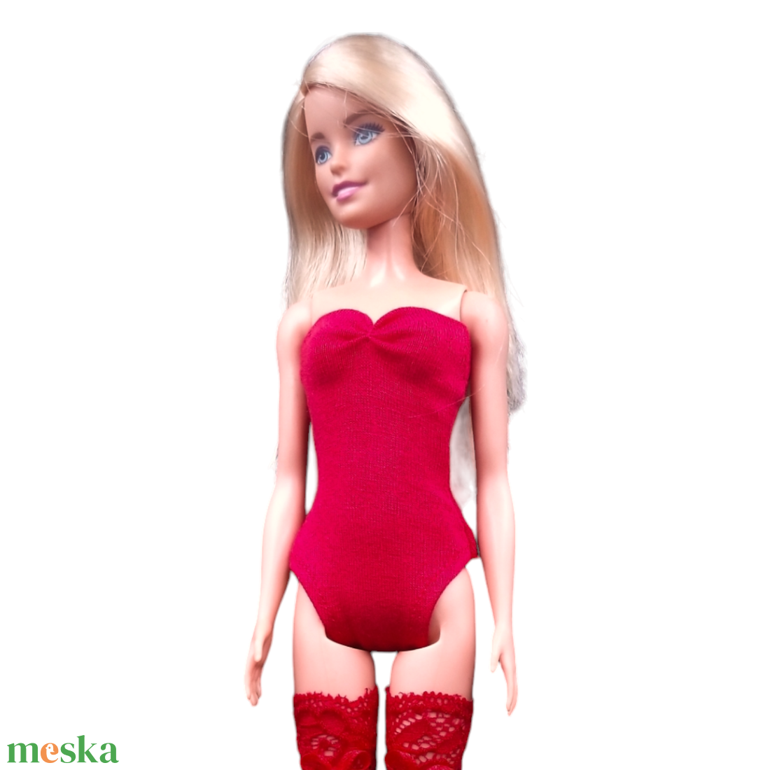 Piros body, dressz, fürdőruha- ruha barbie típusú babákhoz - játék & sport - baba & babaház - barbie ruhák - Meska.hu