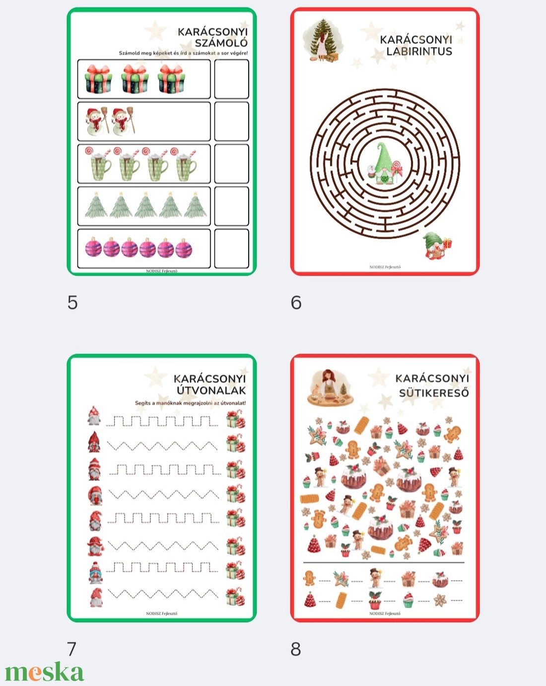 Karácsonyi munkafüzet kisiskolásoknak  - játék & sport - készségfejlesztő és logikai játék - oktató játékok - Meska.hu