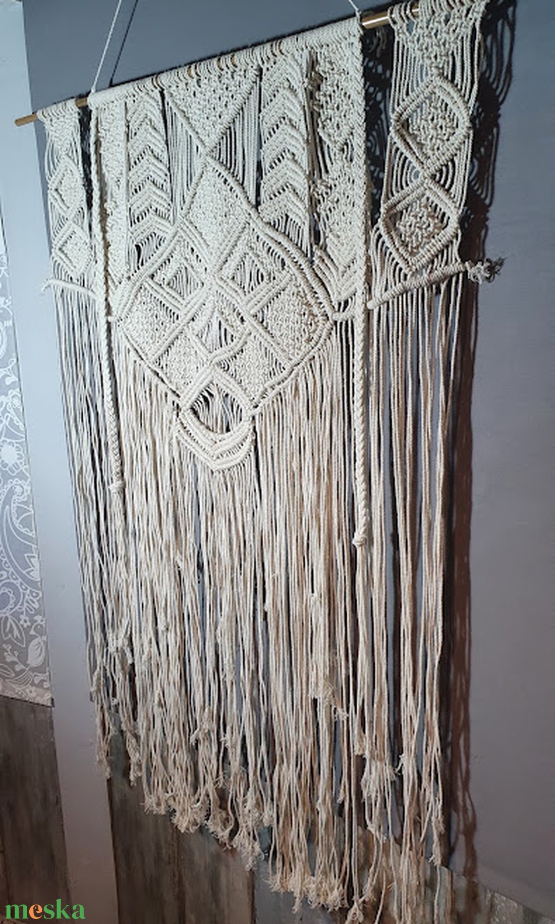 Inka makramé fali dekoráció XXL 80 x 120 cm - otthon & lakás - dekoráció - fali és függő dekoráció - falra akasztható dekor - Meska.hu