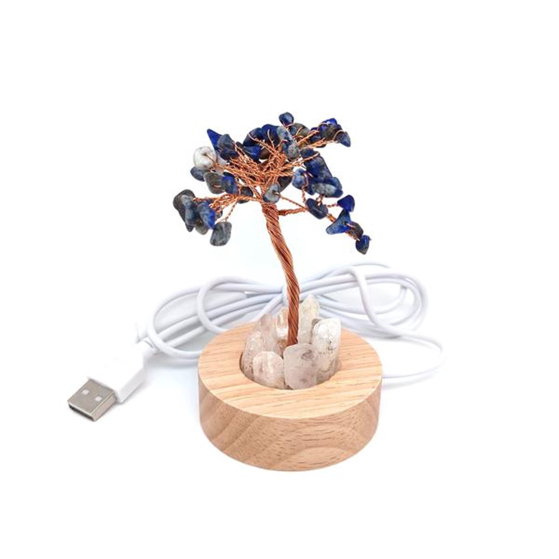 Lámpa fa talpas USB lapis lazuli hegyi életfa 6cm - kellékek & szerszámok - ásvány alapanyag - ásvány lámpa - Meska.hu