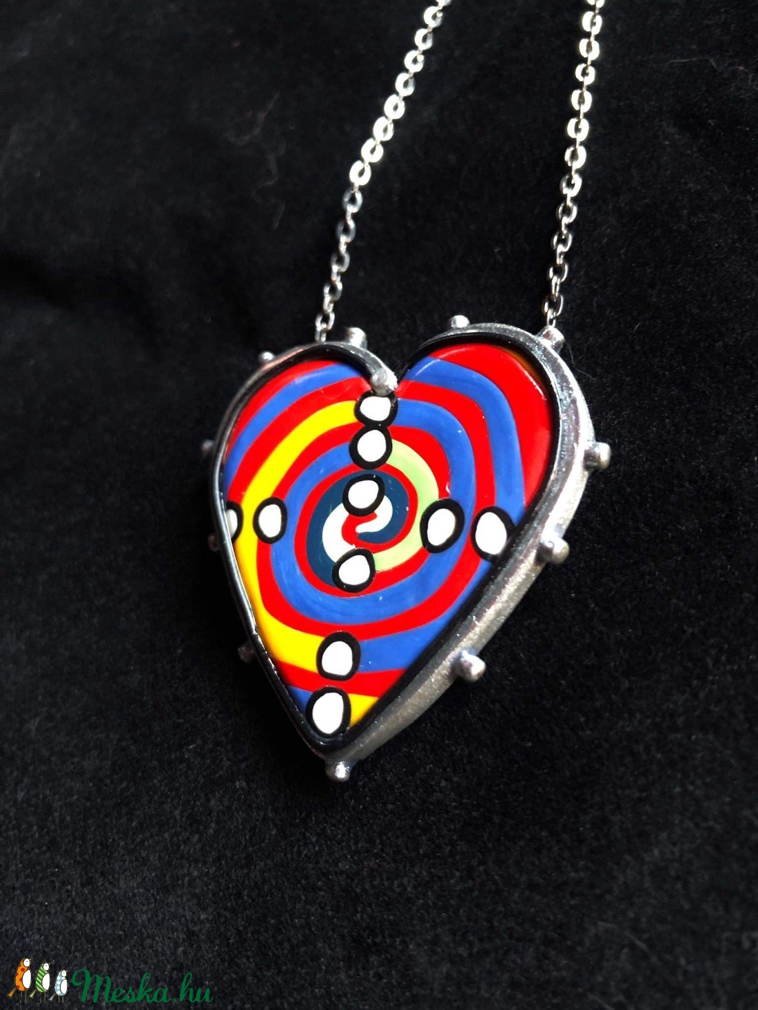 Hundertwasser stílusú Heart nyaklánc - ékszer - nyaklánc - medálos nyaklánc - Meska.hu