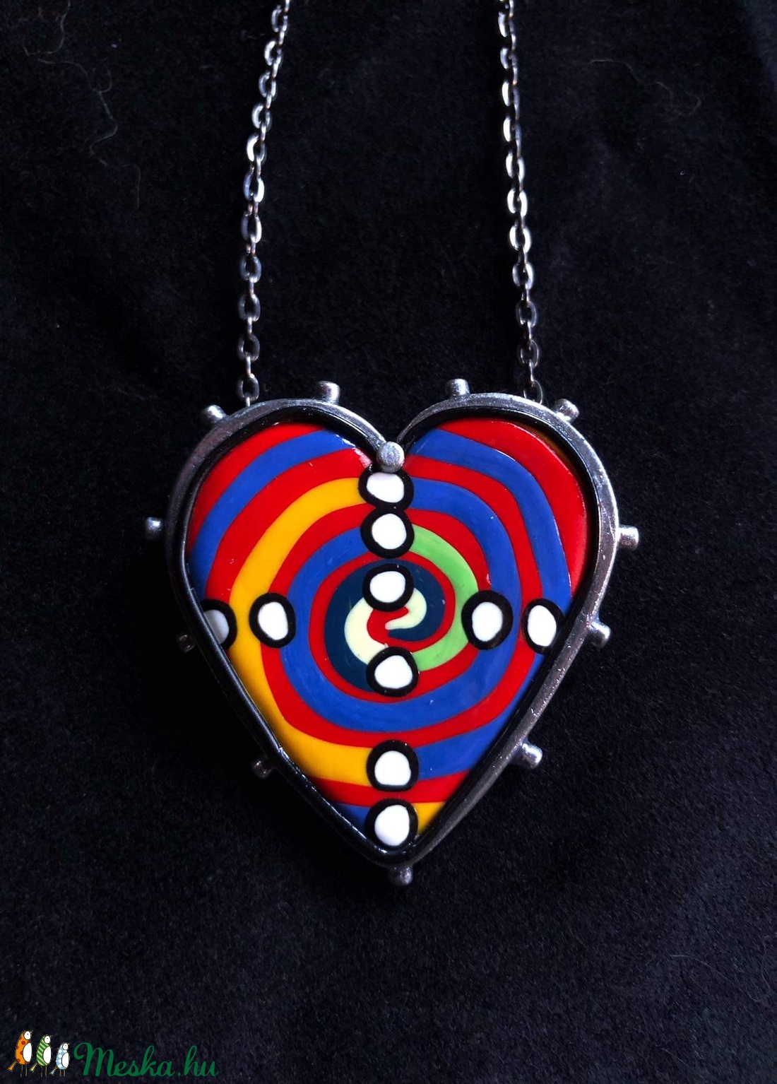 Hundertwasser stílusú Heart nyaklánc - ékszer - nyaklánc - medálos nyaklánc - Meska.hu