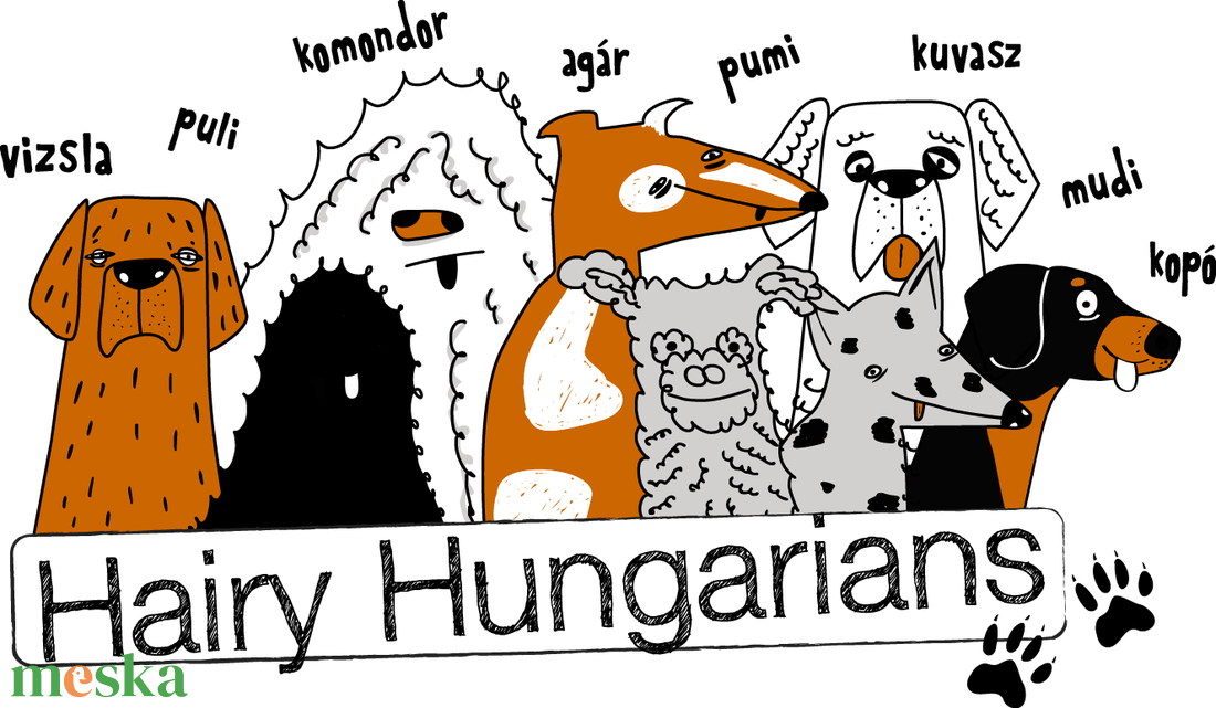 Szürke kutyás póló pasikak - hairy hungarians - ruha & divat - férfi ruha - póló - Meska.hu