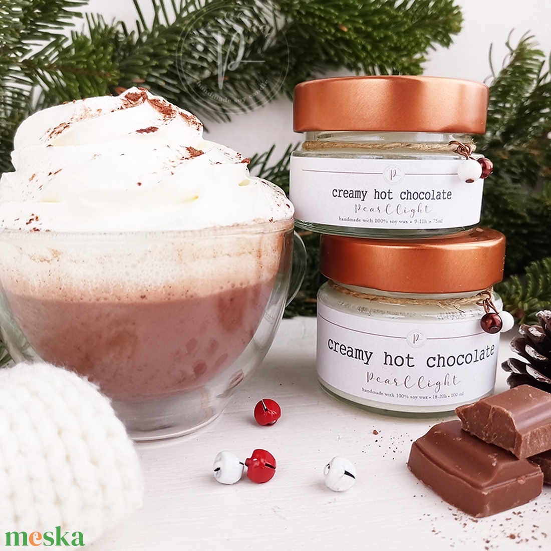 Creamy Hot Chocolate 100 ml - karácsony - karácsonyi lakásdekoráció - karácsonyi illatgyertya, mécses - Meska.hu