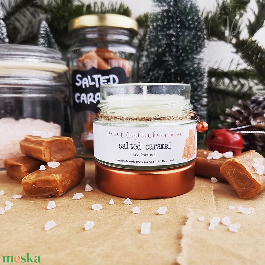 Salted Caramel 75 ml - karácsony - karácsonyi lakásdekoráció - karácsonyi illatgyertya, mécses - Meska.hu