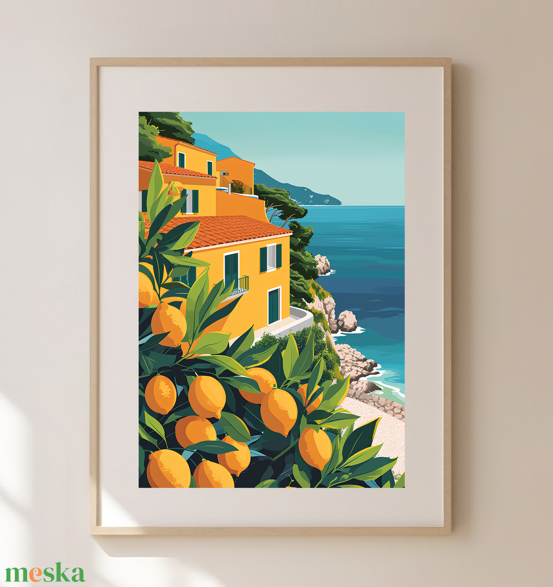 Olaszország Bája Otthon: Egyedi Travel Poster Falikép - művészet - grafika & illusztráció - művészi nyomat - Meska.hu