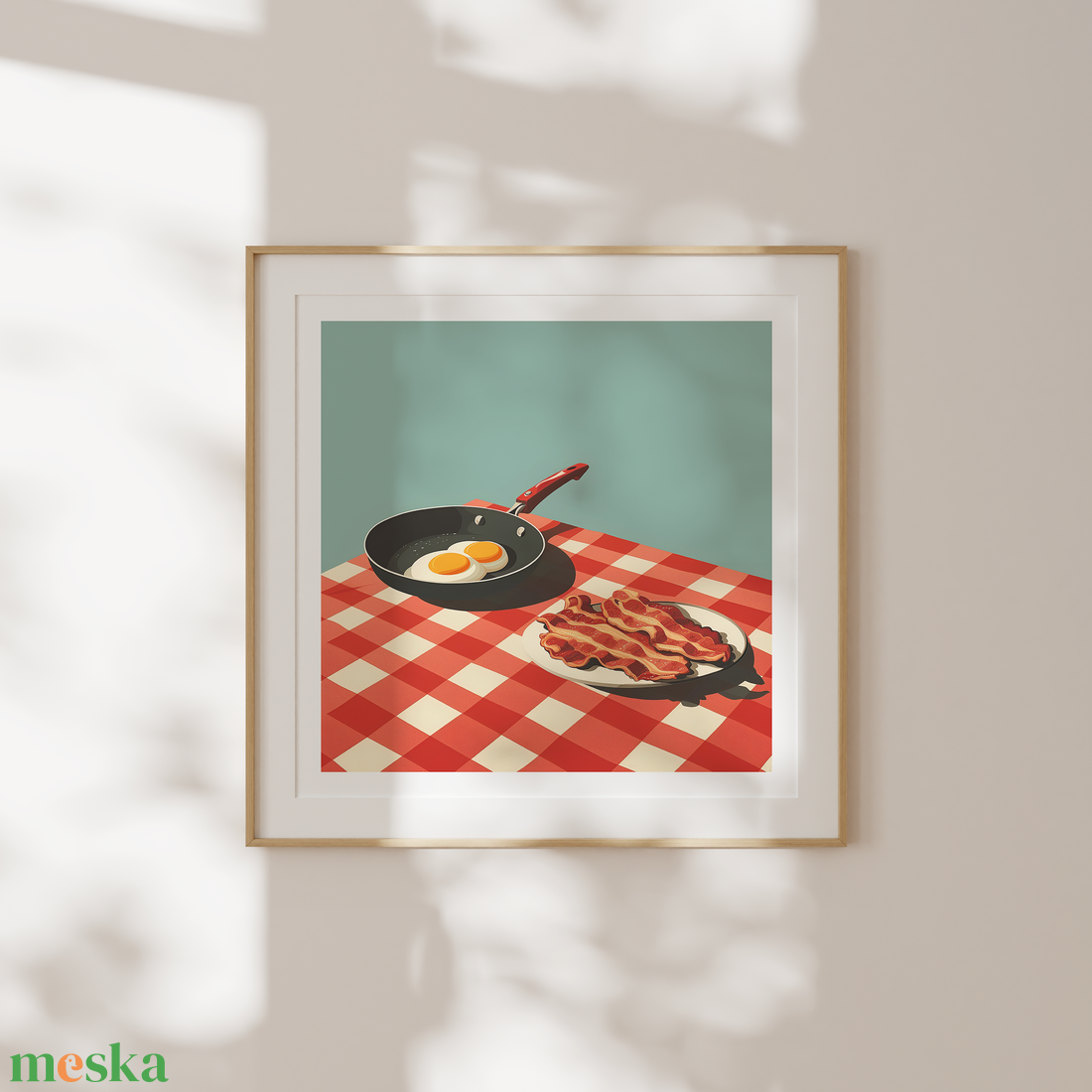 Food Poster falikép - sült bacon tojással - művészet - grafika & illusztráció - művészi nyomat - Meska.hu